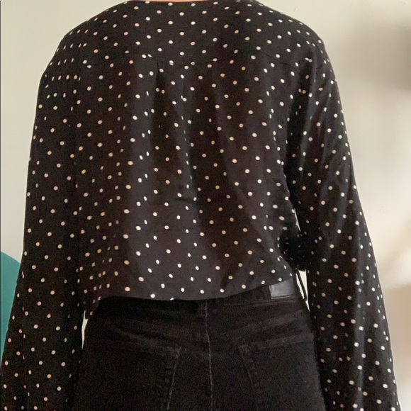 polka dot crop top flower blouse - Picture 4 of 7